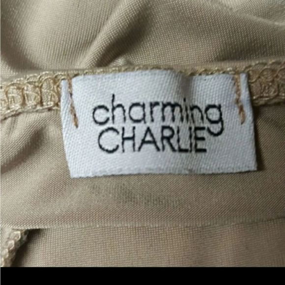 Charming Charlie Beige Halter Neck Strappy Flower Dress - Picture 3 of 4